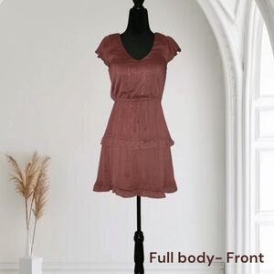 BCX Ruffled Tiered Pink and Orange Sundress